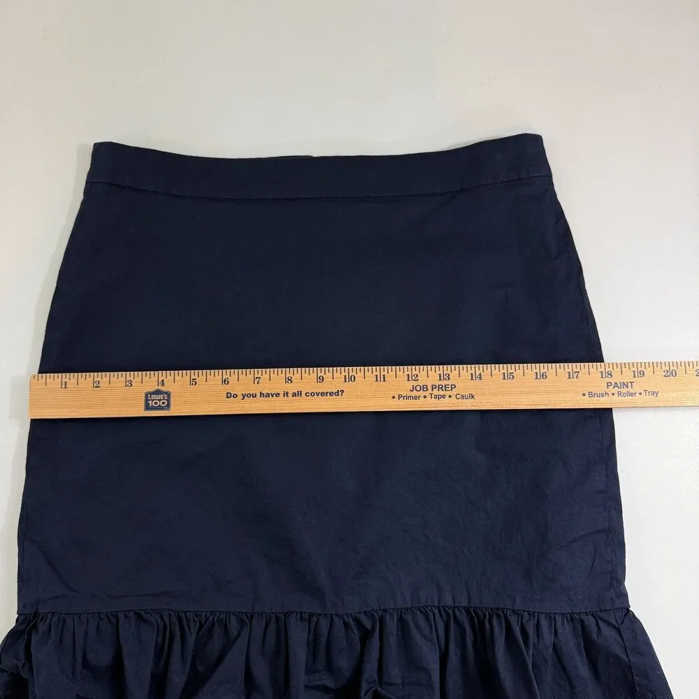 J.Crew Womens Size 4 Navy Blue Ruffle Hem Mini Skirt Cotton Stretch J0907